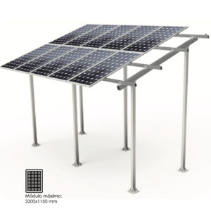 Soporte inclinado regulable con poste para placas solares en horizontal  18.1H